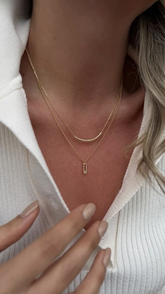 Gold renk çift zincir kombinli kolye