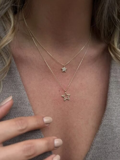 Gold renk yıldız kombinli kolye