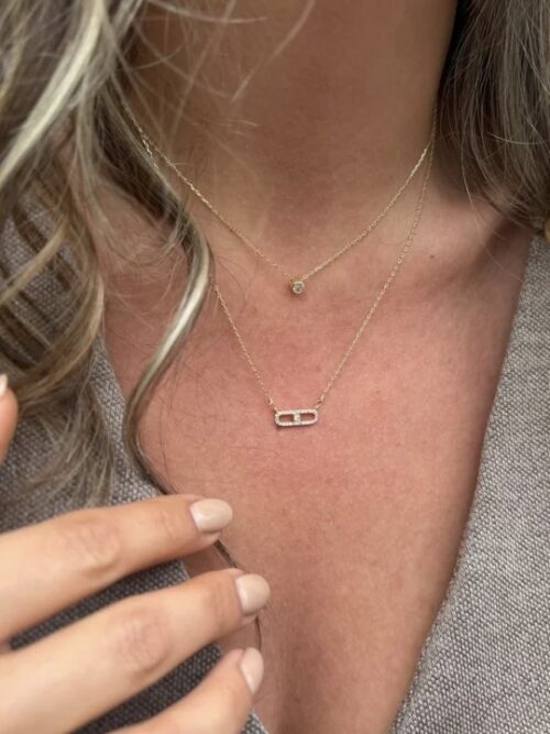 Gold renk çift zincir kombin kolye