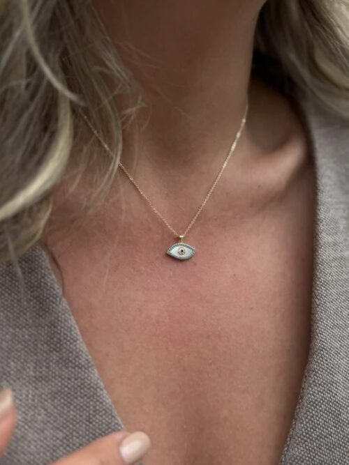 Gold renk göz uçlu zarif kolye