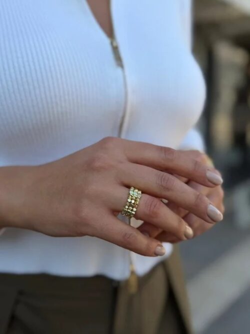 Gold renk 3lü dorika yüzük (ayarlamalı)