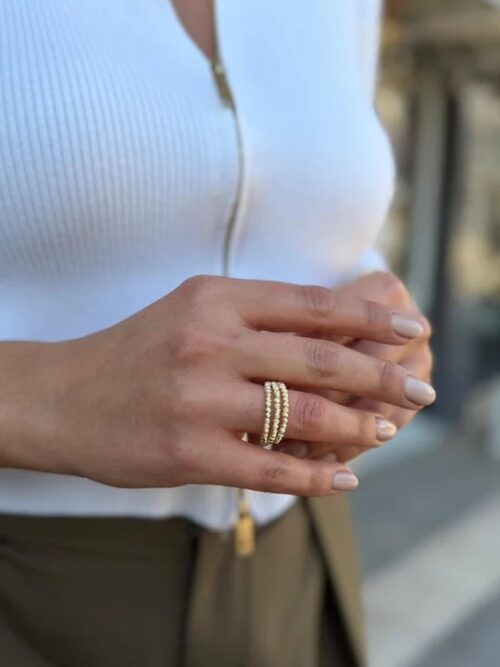 Gold renk 3lü dorika yüzük (ayarlamalı)