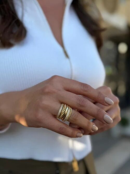 Gold renk çoklu tasarım yüzük (ayarlamalı)