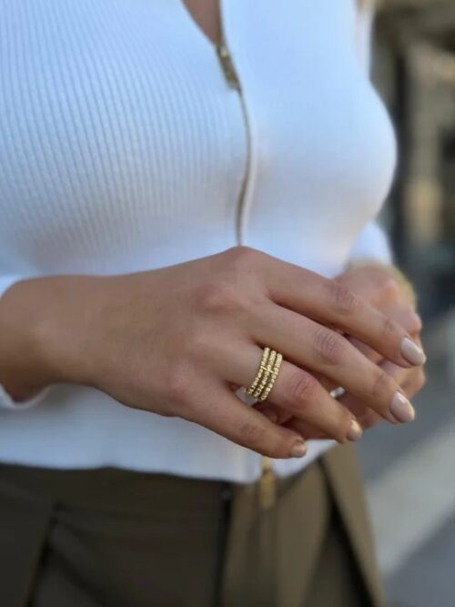 Gold renk 3 sıra dorika yüzük (ayarlamalı)