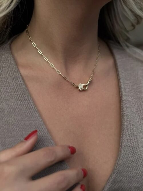 Gold renk klipsi yıldız detaylı zincir kolye