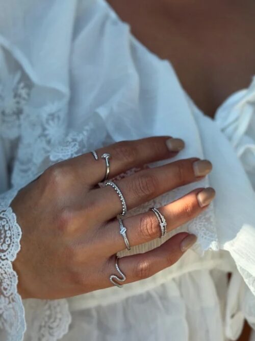 Silver renk yüzük kombini (ayarlamalı)