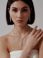 Silver renk Döküm Su Yolu Kolye - Küpe Set