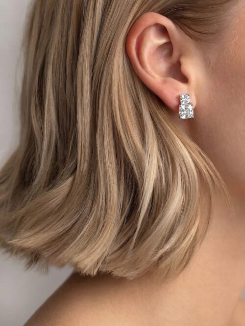 Silver renk taşlı küpe