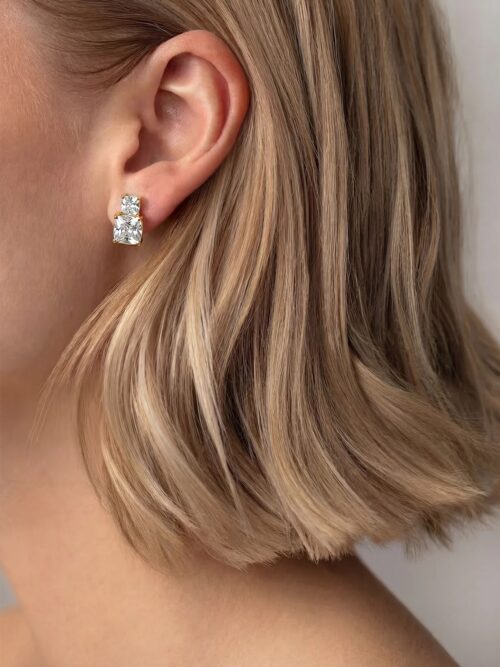 Gold renk taşlı küpe