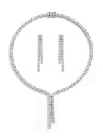 Silver renk Döküm Su Yolu Kolye - Küpe Set