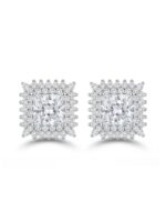 Silver renk kare taşlı küpe