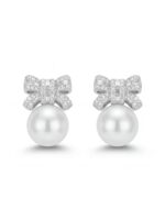 Silver renk taşlı fiyonk inci uçlu küpe