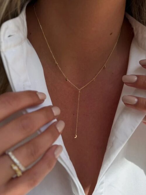 Gold mini ay detaylı Y kolye