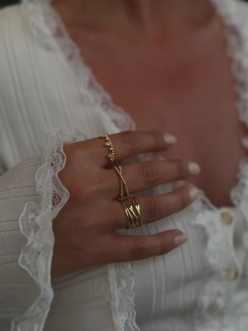 Gold renk yüzük kombini (ayarlamalı)