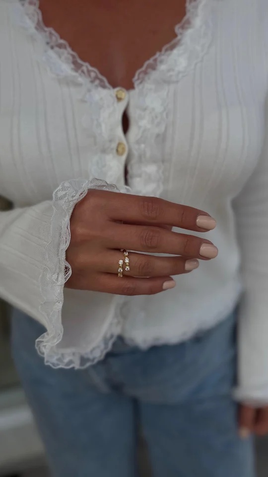 Gold renk taşlı yüzük (ayarlamalı)