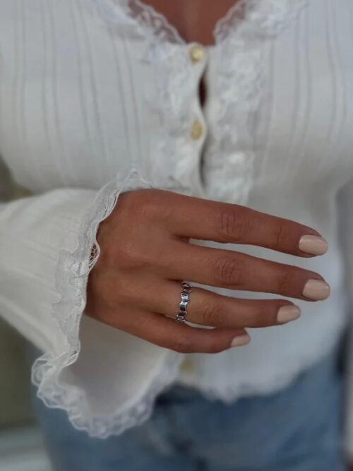 Silver renk zigzag yüzük (ayarlamalı)