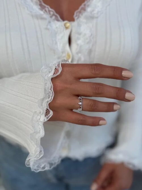 Silver renk taşlı taç yüzük (ayarlamalı)