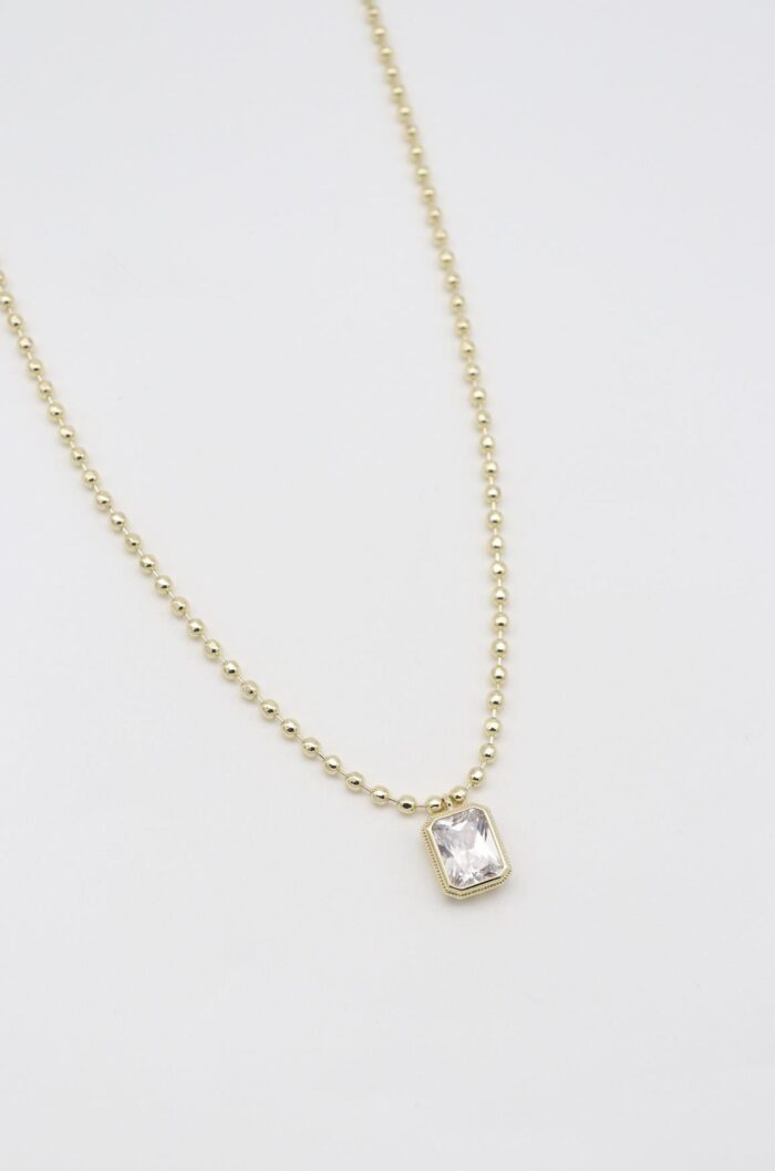 Gold renk top top zincire taş uçlu kolye