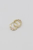 Gold renk renkli taşlı halka küpe (12mm)