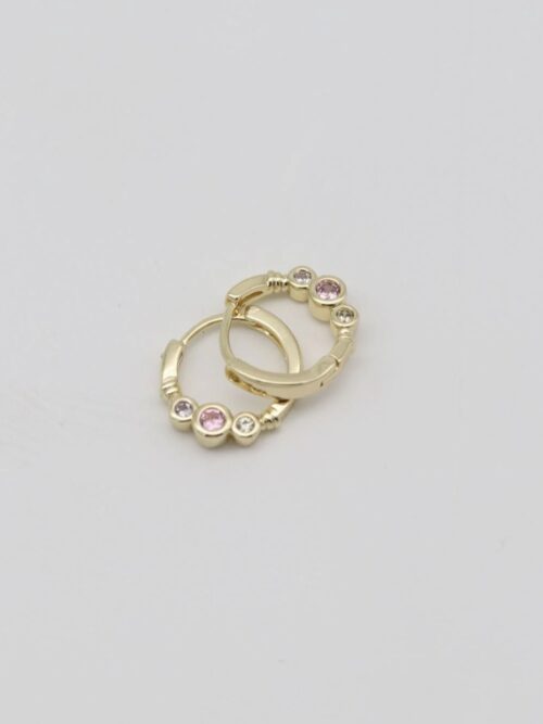 Gold renk renkli taşlı halka küpe (12mm)