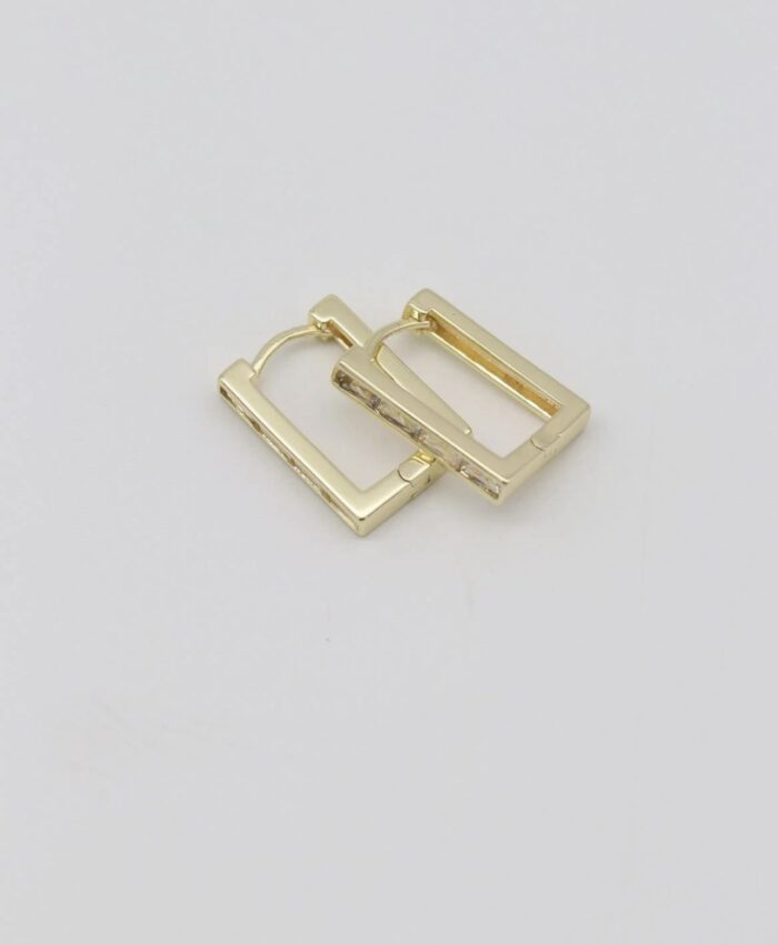 Gold renk taşlı dikdörtgen küpe (17mm)