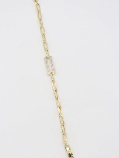 Gold renk taşlı dikdörtgen detaylı zincir bileklik