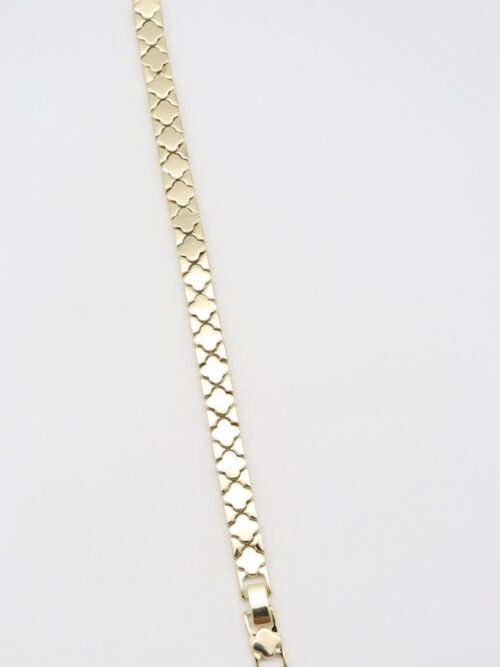 Gold renk yonca plaka bileklik