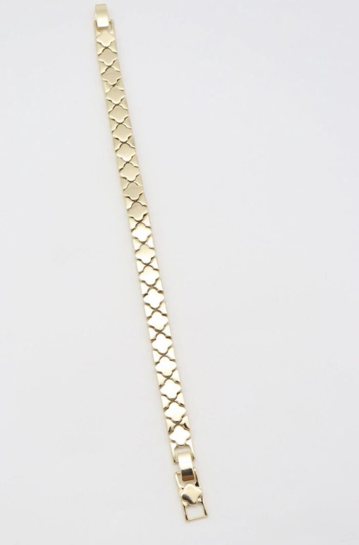 Gold renk yonca plaka bileklik