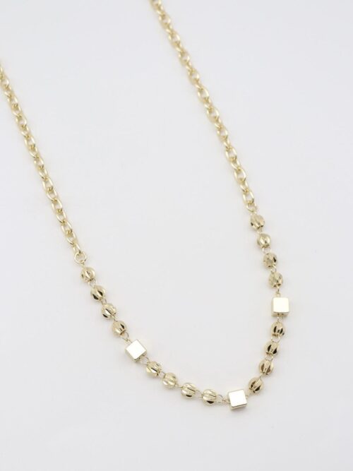 Gold renk küp ve top top detaylı kolye