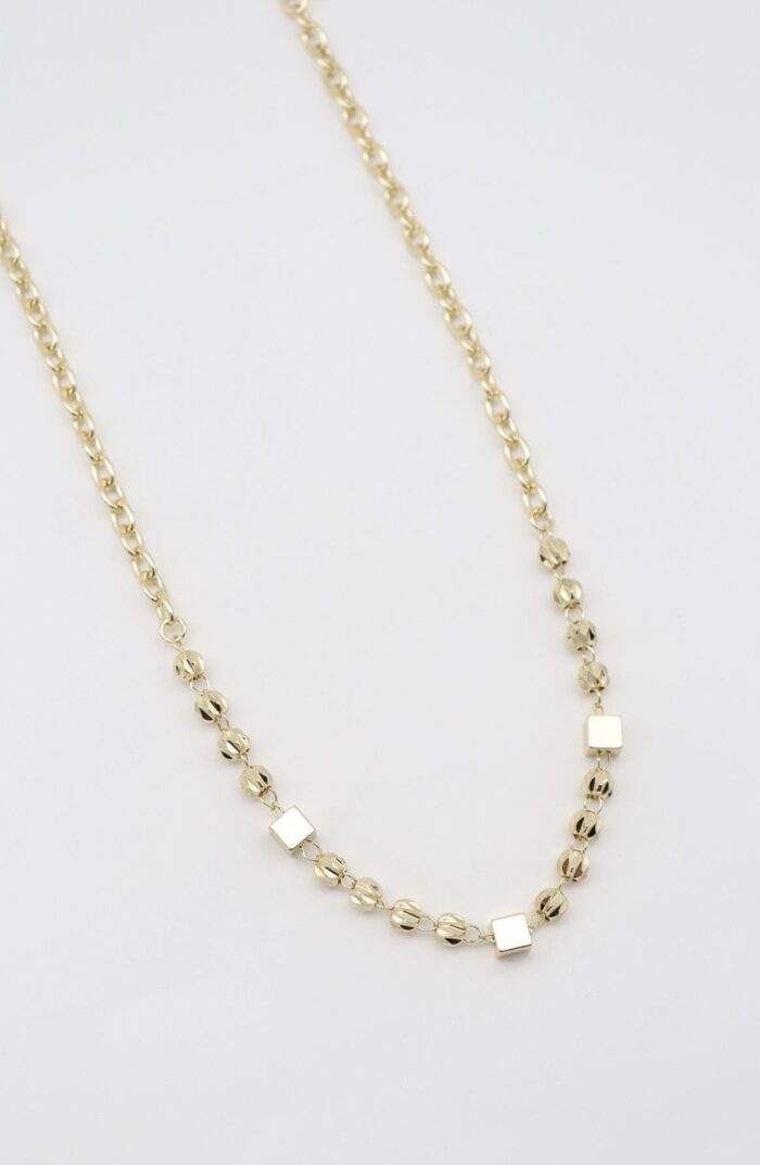 Gold renk küp ve top top detaylı kolye