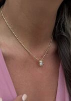 Gold renk top top zincire taş uçlu kolye