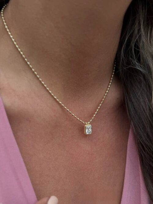 Gold renk top top zincire taş uçlu kolye