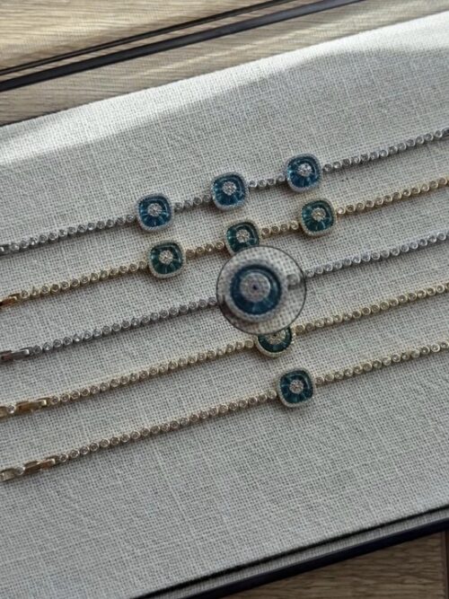 Silver renk yuvarlak mavi mineli taşlı bileklik