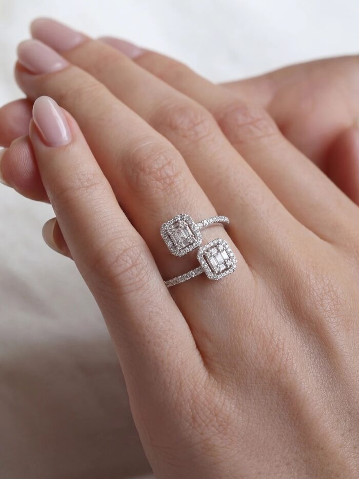 Silver renk çift baget yüzük
