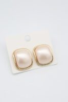 Gold pudra pembe mineli kare küpe (25mm)