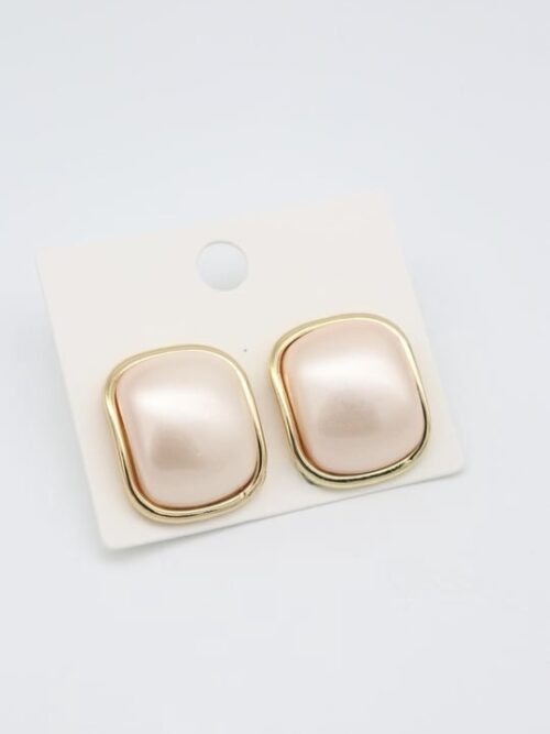 Gold pudra pembe mineli kare küpe (25mm)