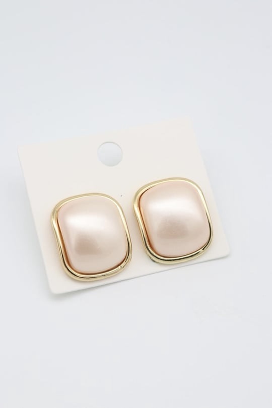 Gold pudra pembe mineli kare küpe (25mm)