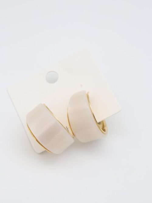 Gold beyaz mineli halka küpe (30mm)