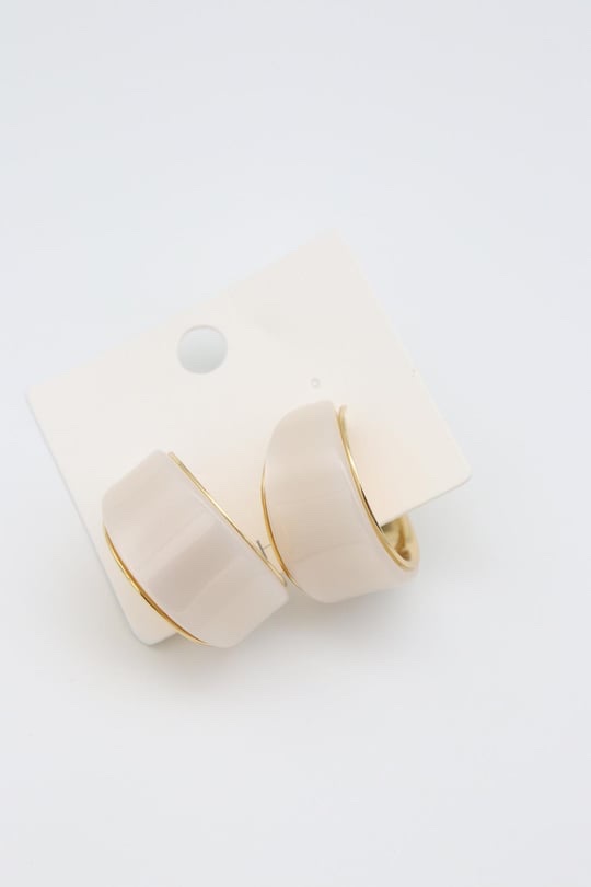 Gold beyaz mineli halka küpe (30mm)