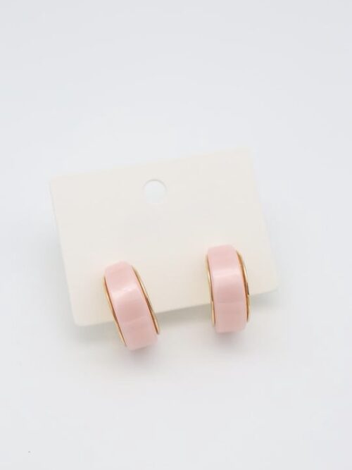 Gold pembe mineli halka küpe (25mm)