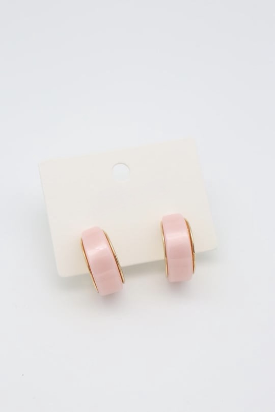 Gold pembe mineli halka küpe (25mm)