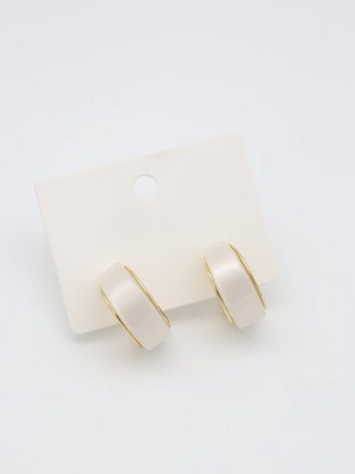 Gold beyaz mineli halka küpe (25mm)