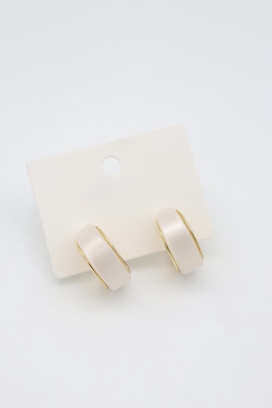 Gold beyaz mineli halka küpe (25mm)
