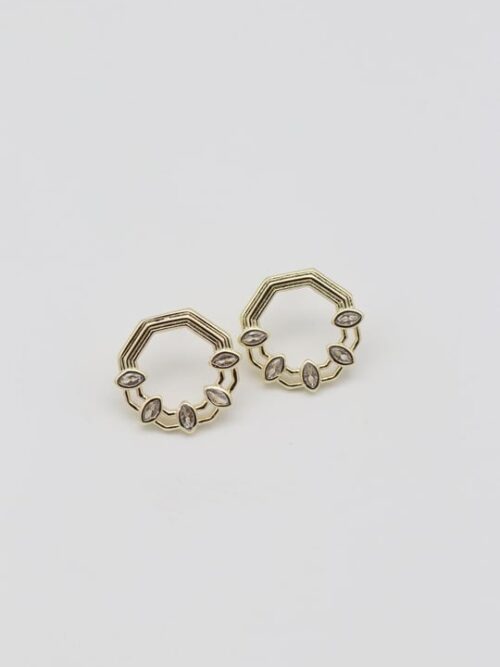 Gold renk taşlı tasarım küpe (20mm)