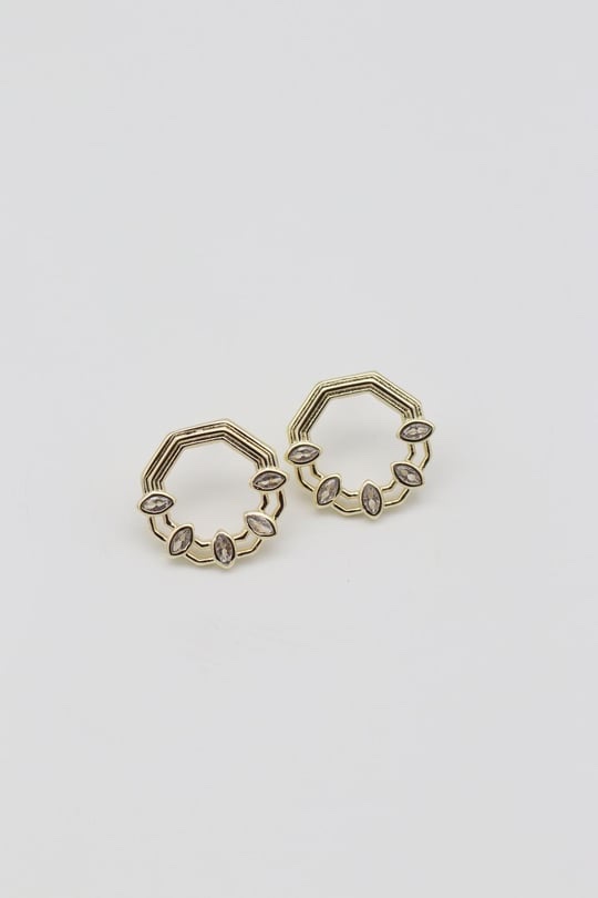 Gold renk taşlı tasarım küpe (20mm)