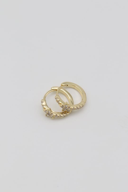 Gold renk taşlı halka küpe (12mm)