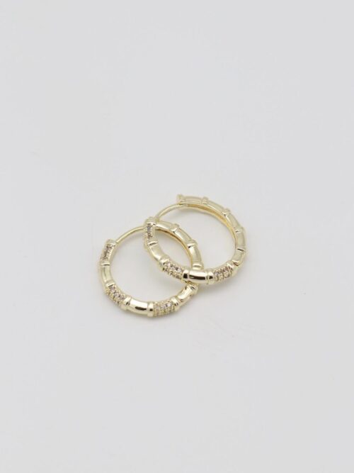 Gold renk taşlı halka küpe (20mm)