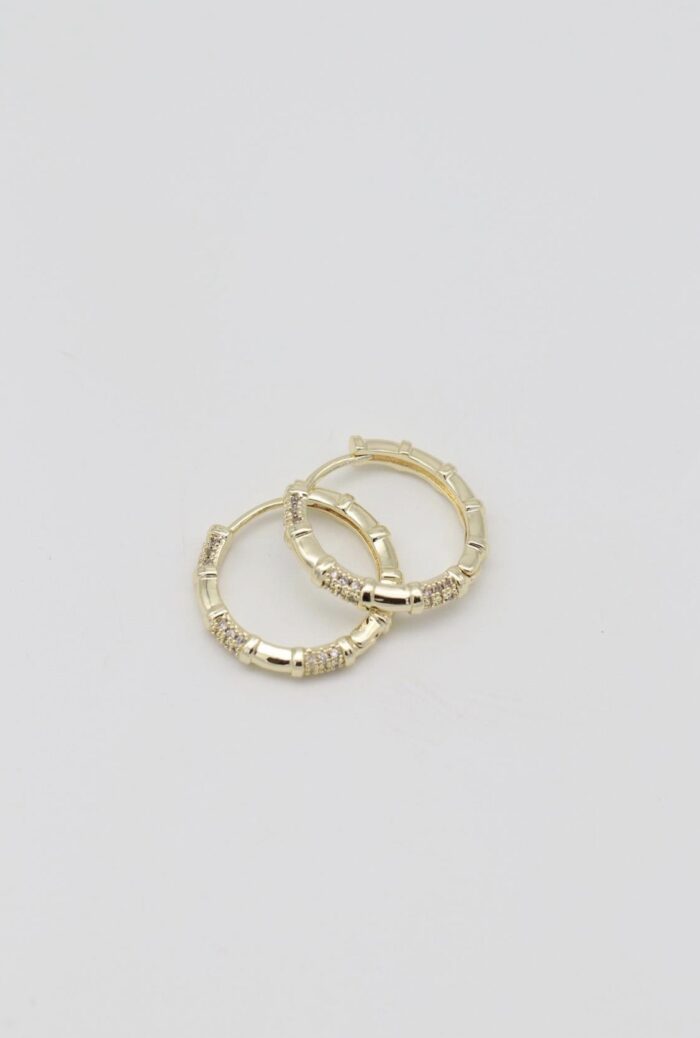 Gold renk taşlı halka küpe (20mm)