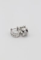 Silver renk taş detaylı kalı halka küpe (15mm)