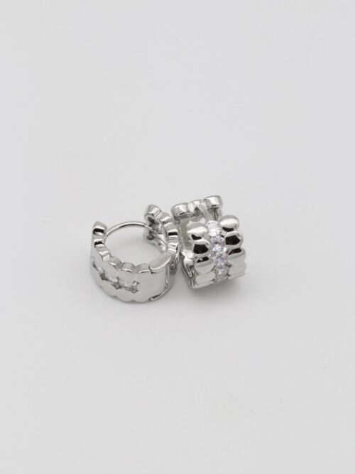 Silver renk taş detaylı kalı halka küpe (15mm)